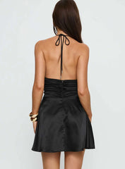 Odelina Halter Mini Dress Black