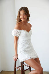 Karlie Lace Puff Sleeve Mini Dress