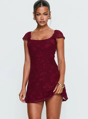 Lucienna Mini Dress Burgundy Floral