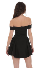Off Shoulder Fit and Flare Dress in Black
