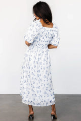 Luca Dress | White + Blue Floral