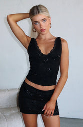 I Own My Night Lace Top Black