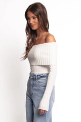 Inora Off Shoulder Knit Top - White