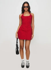 Mallorie Halter Mini Dress Red Petite