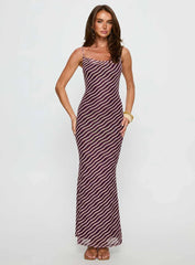 Aliah Cowl Neck Maxi Dress Plum Stripe