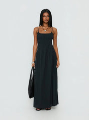Magnolie Shirred Maxi Dress Charcoal