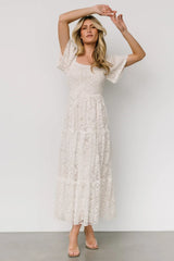 Aspen Smocked Lace Maxi Dress | Off White