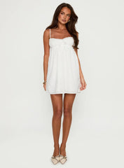 Marliene Broiderie Mini Dress White
