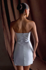 Leslie Gathered Taffeta Mini Dress - Frosted Blue