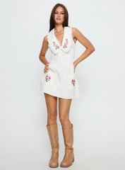 Breanda Collared Mini Dress White