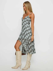 Murisa Asymmetrical Midi Dress Multi Check