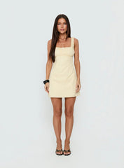 With You Everywhere Ruched Mini Dress Yellow