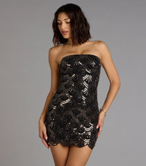 Lilah Beaded Scallop Mini Dress