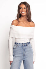 Inora Off Shoulder Knit Top - White