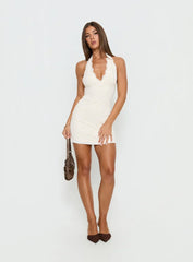Nataliana Lace Halter Mini Dress White