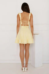 Ultimate Sundress Linen Blend Mini Dress Yellow