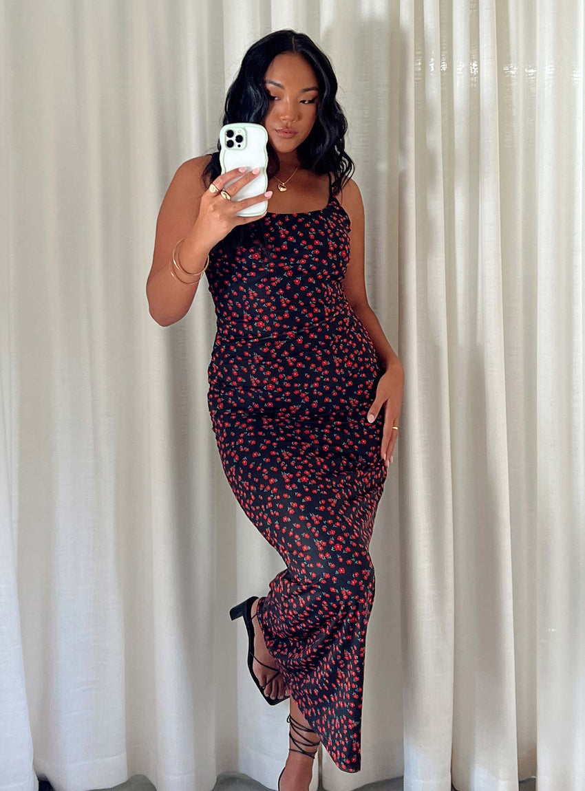 Knox Maxi Dress Black / Red Floral