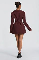 Elvira Mini Dress - Burgundy Pinstripe