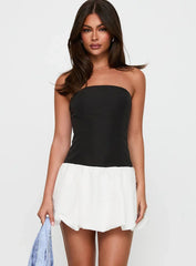 Delicacies Bubble Hem Mini Dress Black / White