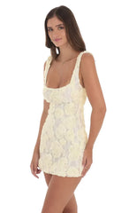Textured Floral Bodycon Dress in Ivory