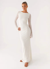 Ethereal Long Sleeve Maxi Dress - Ivory