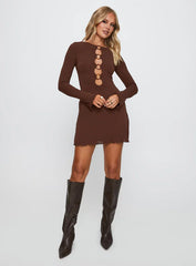 Dejonge Long Sleeve Ring Mini Dress Brown