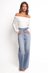 Inora Off Shoulder Knit Top - White