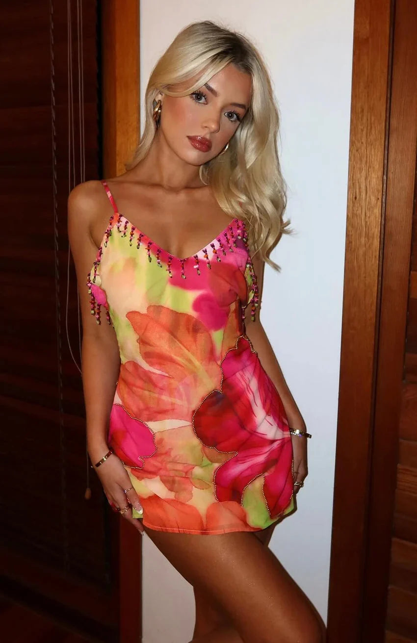 Roman Holiday Mini Dress Tropical Bloom