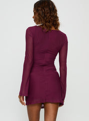 Martinez Long Sleeve Mini Dress Plum
