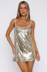 Sizzling Mirage Sequin Mini Dress Gold