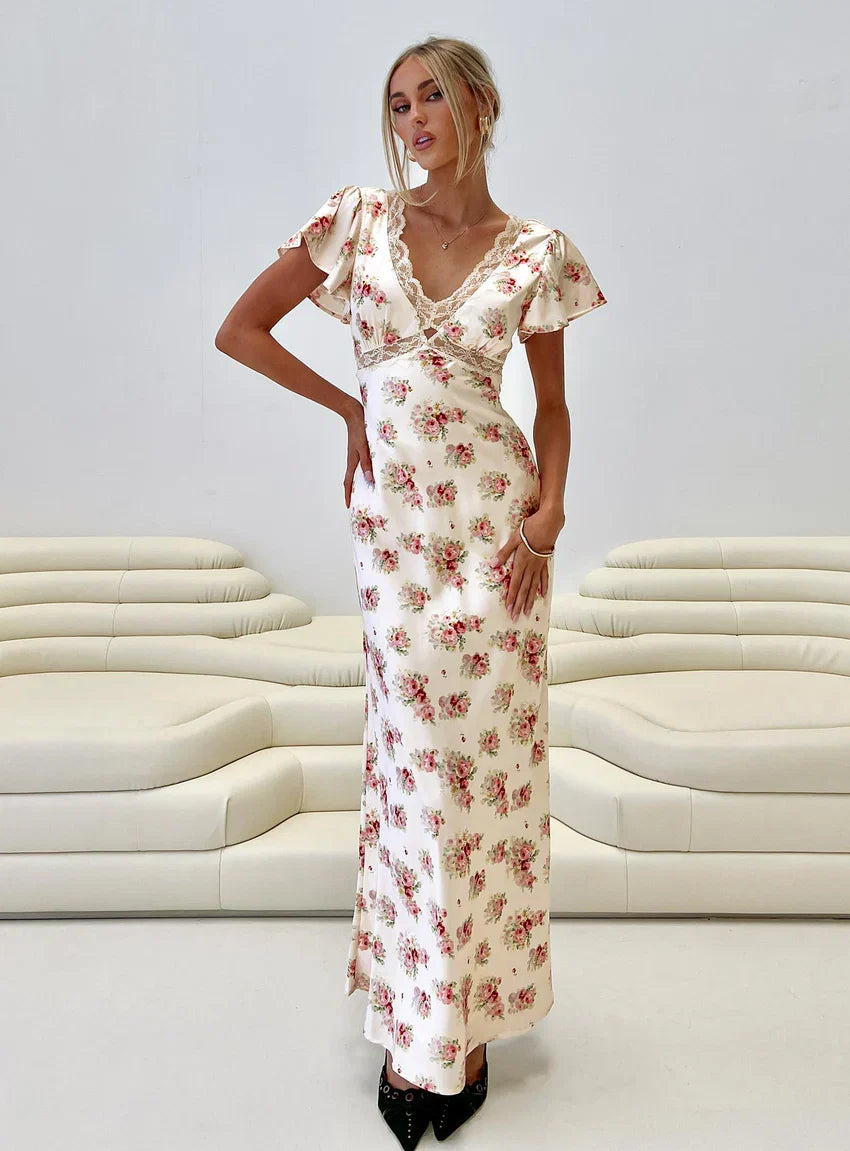 Miraselle Maxi Dress Cream Floral