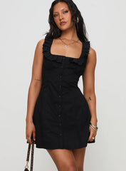 Oliveah Frill Mini Dress Black Petite
