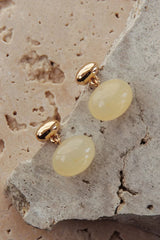 Love Song Oval Cabochon Earrings Gold/Ivory Tort