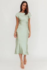 Loveland Cap Sleeve Cowl Back Midi Dress Sage