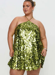 Fluorescents Halter Mini Dress Green Curve