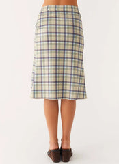 Shes A Lady Midi Skirt - Cedar Check