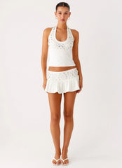 Vegas Nights Halter Neck Top - White