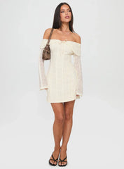 Colettie Long Sleeve Mini Dress Cream