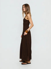 Janeira Pleat Maxi Dress Chocolate