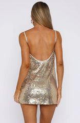 Sizzling Mirage Sequin Mini Dress Gold